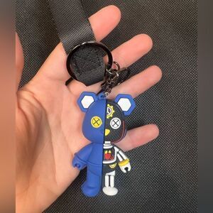 Blue Cyberpunk Bear Keychain with Strap